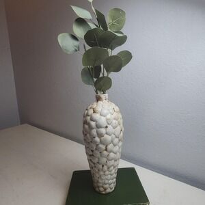 Vintage Sanibel‎ Island Seashell Vase, Gorgeous White and Brown, Varying Shells